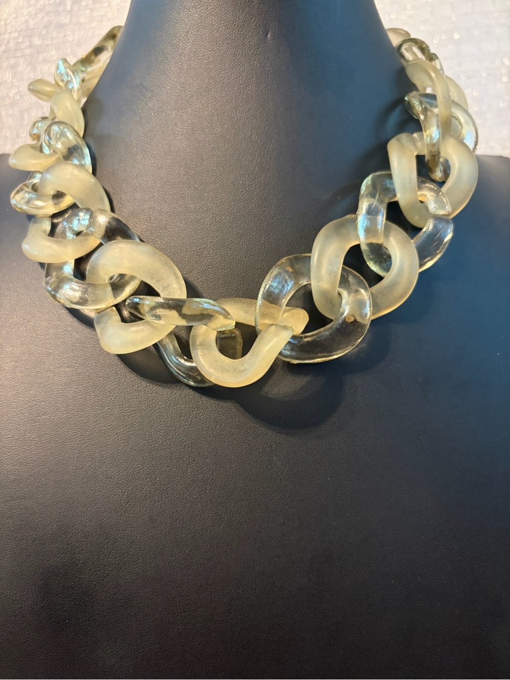 Chunky Translucent Chain Necklace in Pale Yellow - Women Jewelry